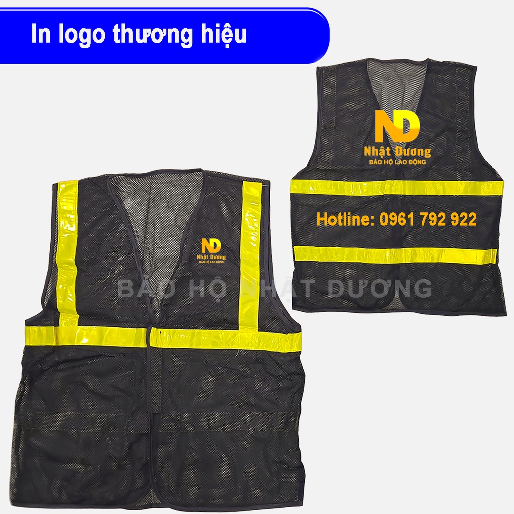 Áo phản quang cho công nhân công trình đi phượt, Áo lưới phản quang Nhật Dương giá rẻ có in logo