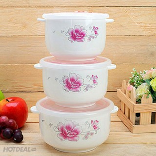 Bộ 3 bát sứ có nắp đậy