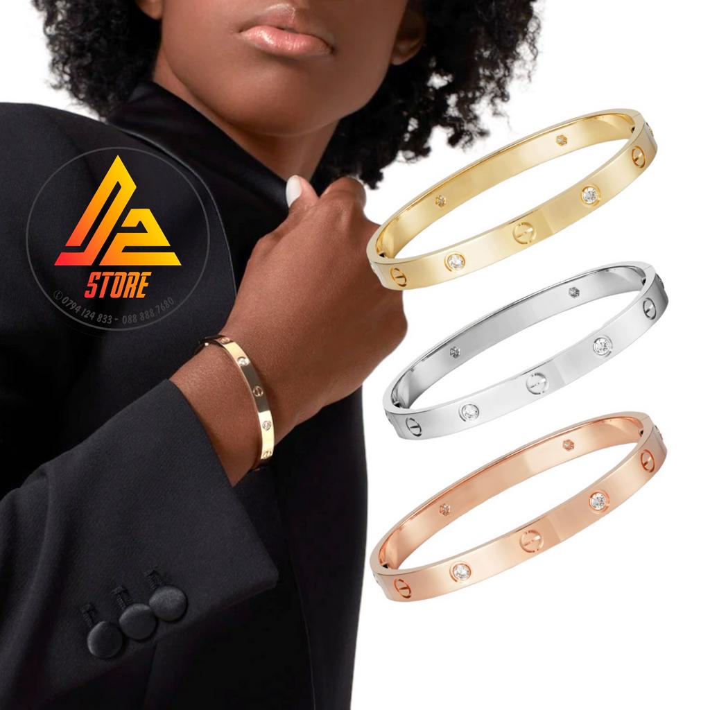 Vòng LOVE 4 kim cương khắc tên theo yêu cầu cặp đôi unisex Titanium