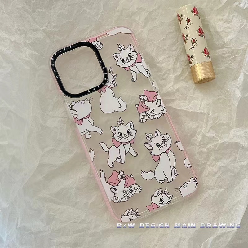 Ốp Điện Thoại Mềm Chống Sốc In Hình Mèo Marie Màu Hồng Dễ Thương Cho iPhone 14 13 12 11 Pro X XS Max XR 7 8 Plus