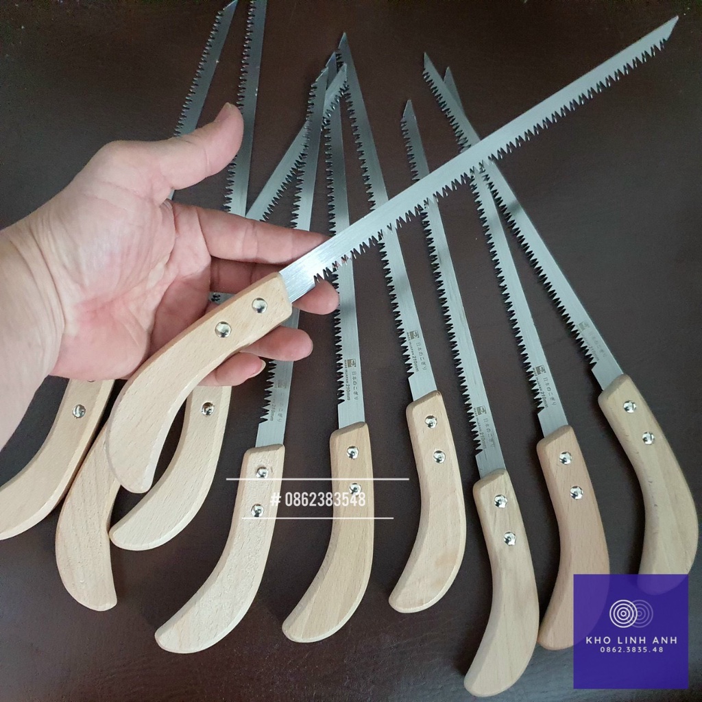 Cưa mini Nhật cán gỗ lưỡi 21cm chuyên cưa lách, vị trí hẹp tạo dáng cây cảnh bonsai