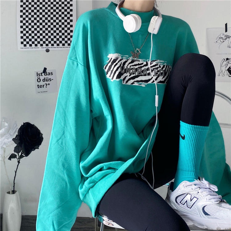 NRVP Áo Hoodie Dáng Rộng Thời Trang Hàn Quốc Đơn Giản Cá Tính Cho Nữ