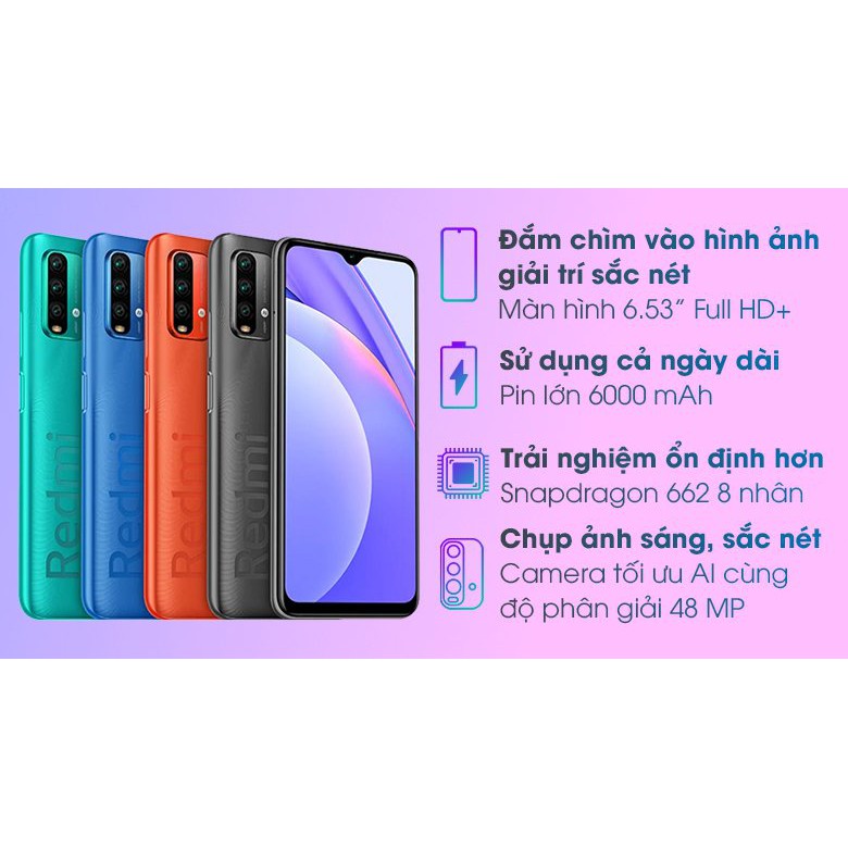 Điện Thoại Xiaomi Redmi 9T - 6GB/128GB - Pin 6000mAh - Chip Snapdragon 662 8 nhân - Bảo hành Chính hãng 18 tháng | BigBuy360 - bigbuy360.vn