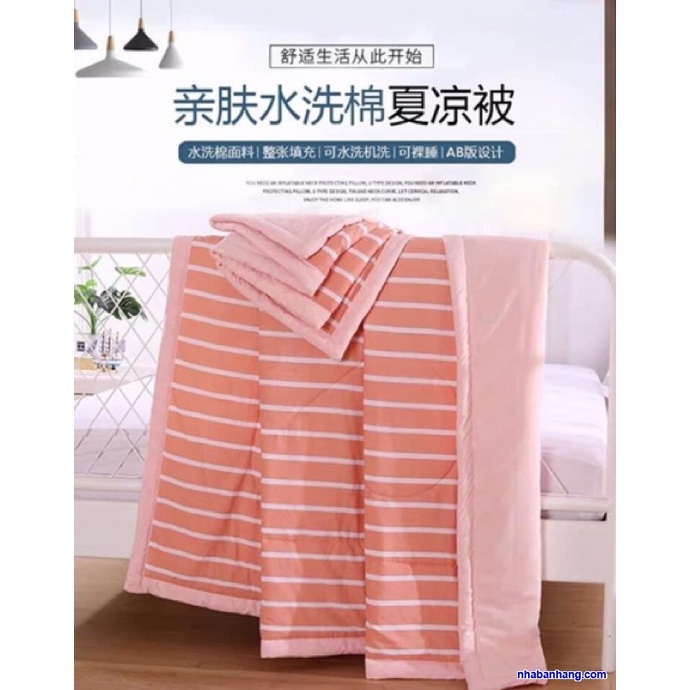 Chăn Hè Thu Cotton Kẻ Sọc Muji Hàng Xuất Nhật, Mềm Mịn Siêu Thấm Hút Mồ Hôi