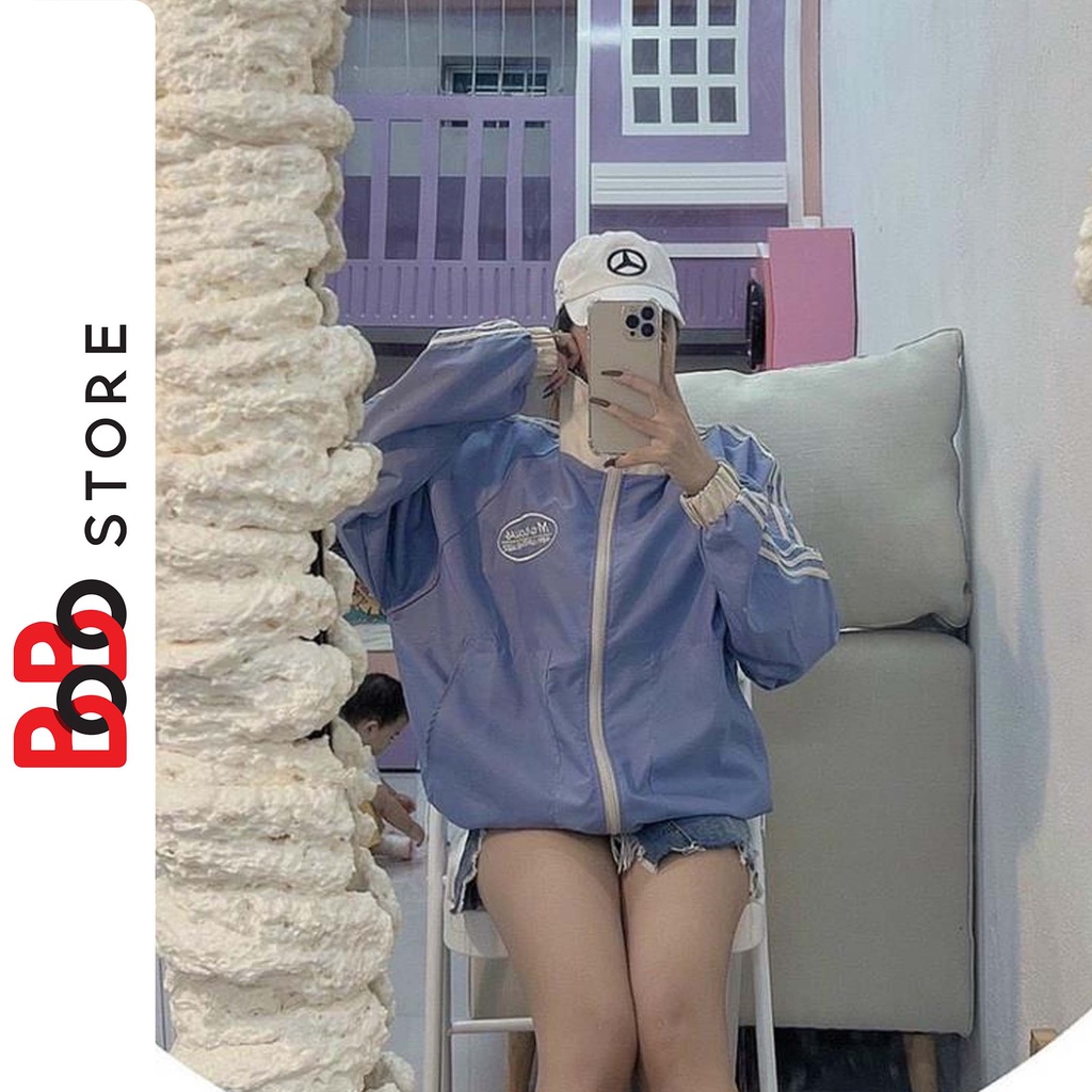 Áo khoác dù Mero áo khoác gió cổ trụ may đường sọc bên tay chống nắng mềm mịn - BoBo Store