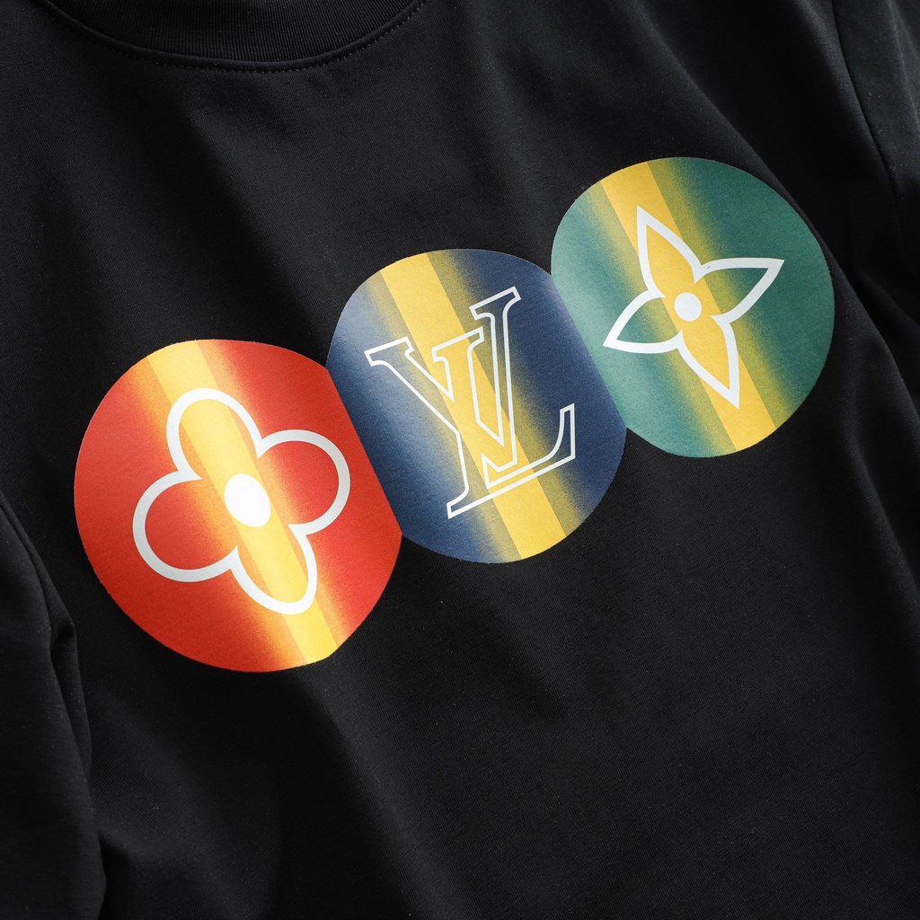 Áo Thun Form Rộng Phông Unisex Oversize LV4 Multicolor Monogram Printed T-Shirt-White-Black NICEMEN