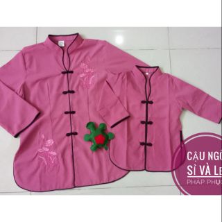 Set 2 bộ đồ lam đi chùa mẹ và bé gái
