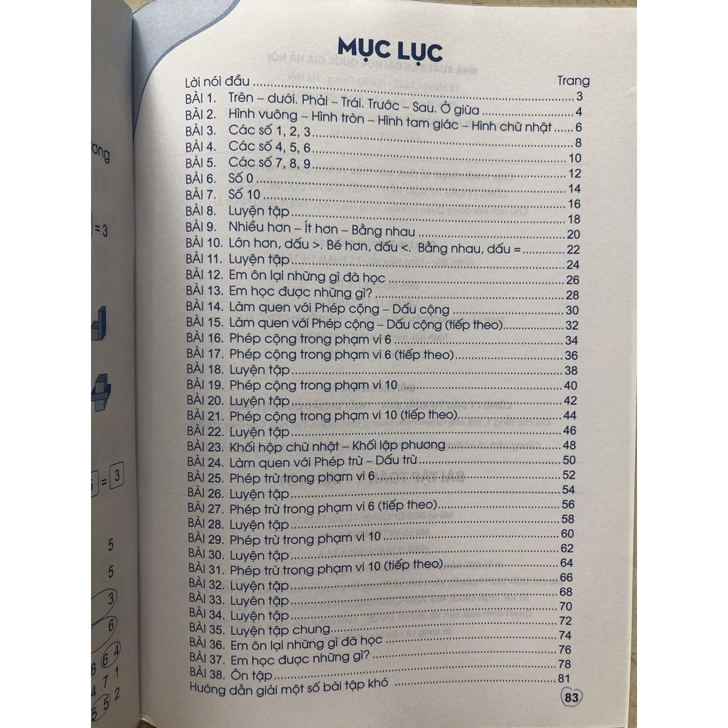 Sách - Bài tập toán lớp 1