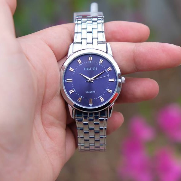 Đồng Hồ Nam Nữ HALEI H1x Mặt Xanh Dây Trắng Bạc Độc Đáo Khung Thép Gỉ Cao Cấp Lịch Lãm Sang Trọng | BigBuy360 - bigbuy360.vn