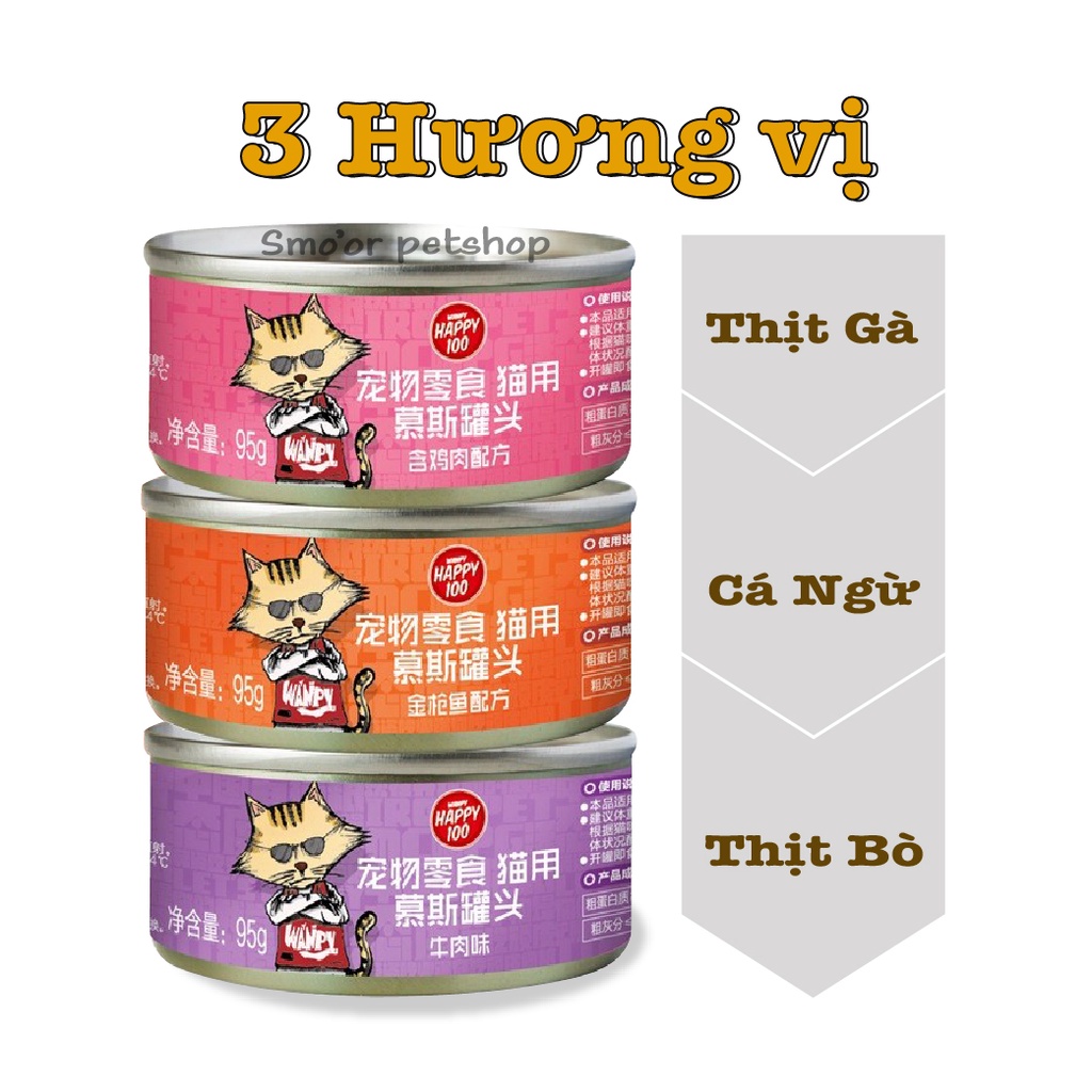 Pate cho mèo Wanpy Happy 100 - Hộp 95g - Thức ăn dinh dưỡng chon mèo