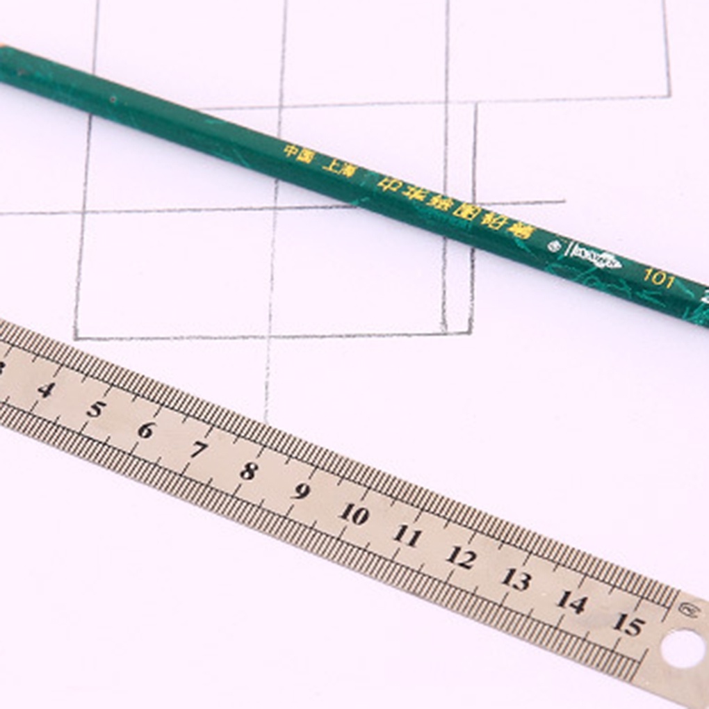 [global]15cm/30cm Double Sides Scales Stainless Steel Ruler Students Office Stationery School Supplies
