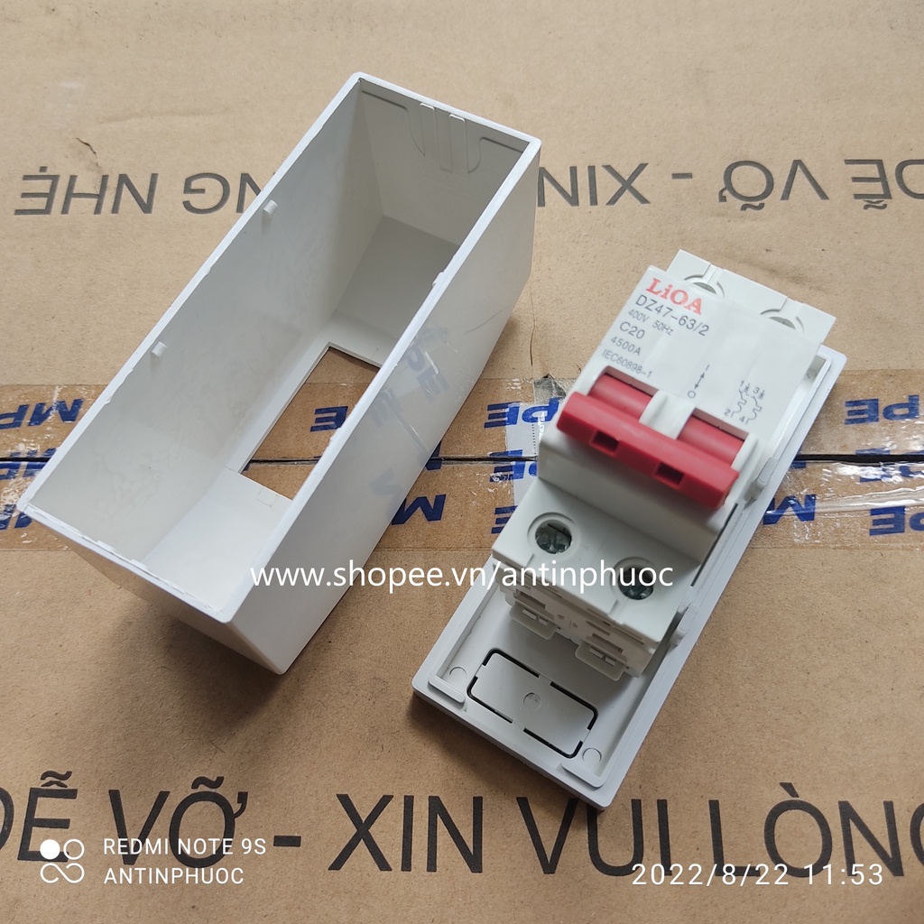 Hộp nổi gắn CB tép 2p - vỏ nhựa gắn aptomat , cầu dao tự động 1 pha 2 dây