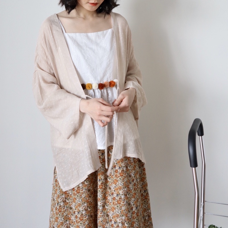 Áo khoác Kimono vải đũi tơ mềm mát bay bay | Lá Xoè