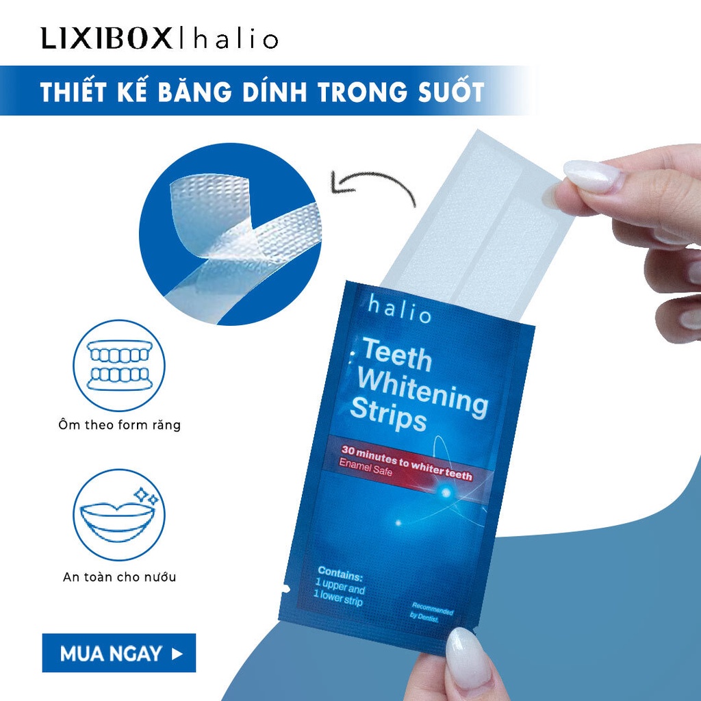 Set 14 Miếng Dán Trắng Răng Không Ê Buốt Halio Teeth Whitening Kit