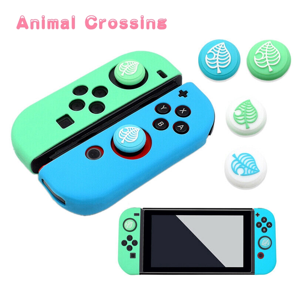 Vỏ bọc bằng silicone cho máy chơi game Nintendo Switch Joy-con kèm bọc nút hình lá