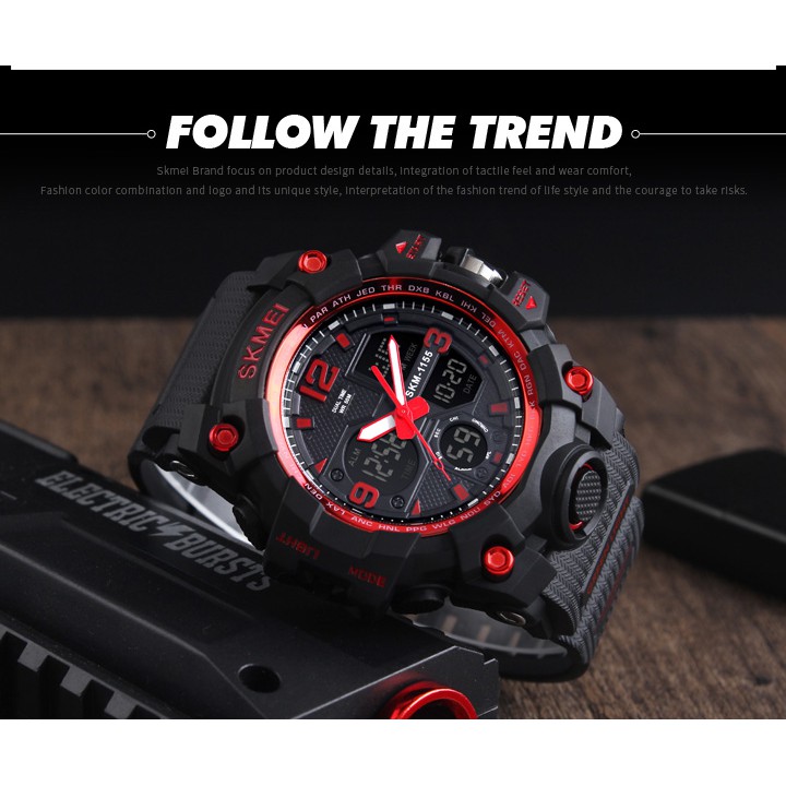 Đồng Hồ Quartz Điện Tử Hiển Thị 5 Thanh Chống Thấm Nước SKMEI 1155B