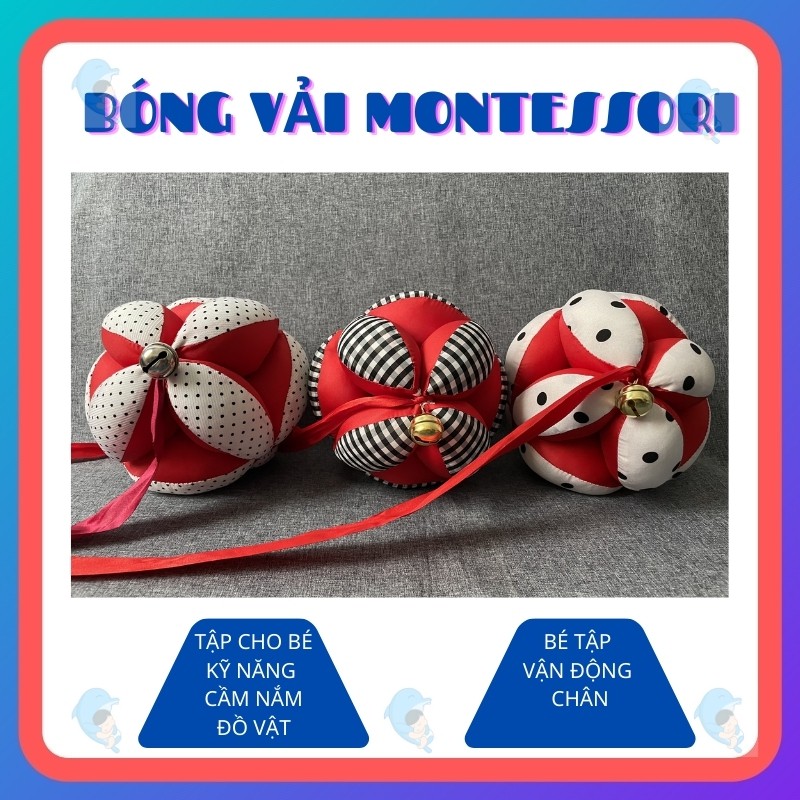 Bóng Múi Vải Montessori Giúp Kích Thích Thị Giác, Vận Động, Tập/Luyện Chân Dành Cho Bé Sơ Sinh Đến 1 Tuổi