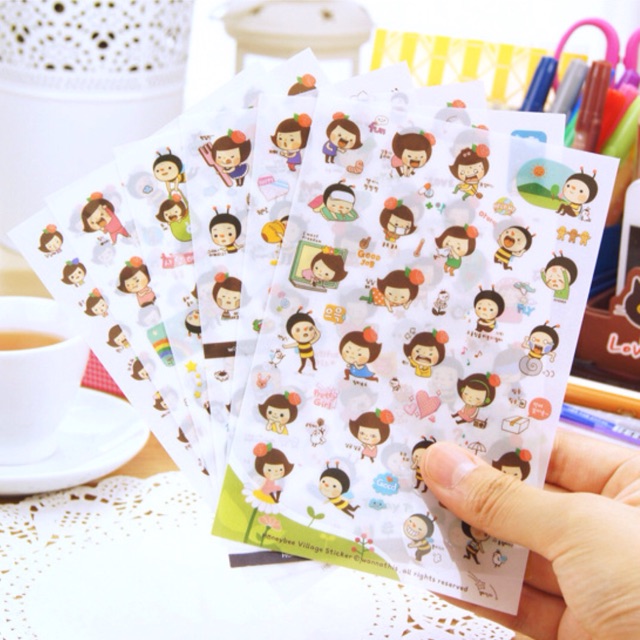 Bộ set 6 tấm sticker HONEY BEE cute