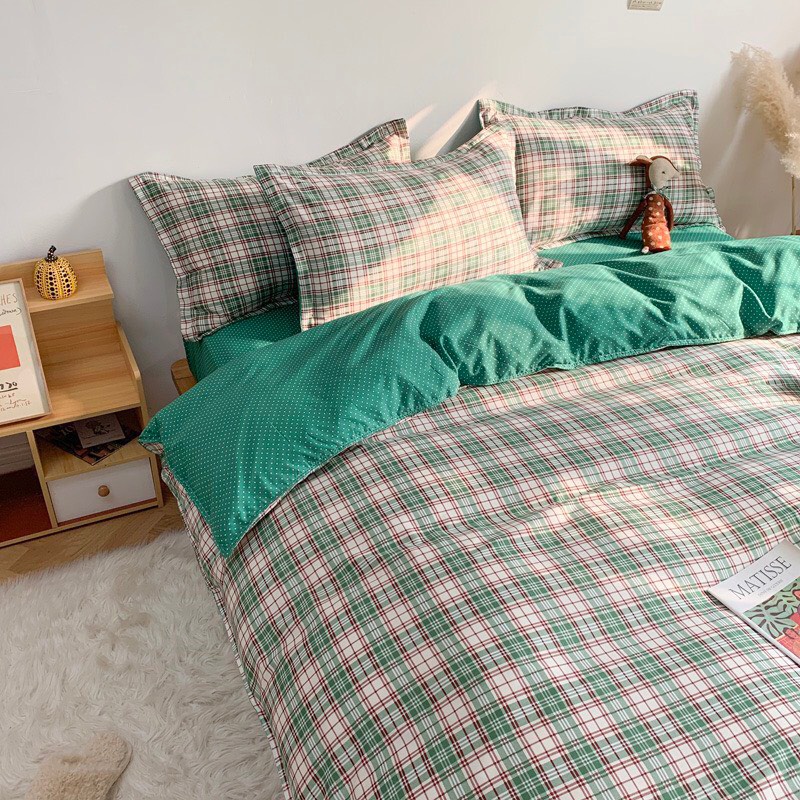 Bộ chăn ga Cotton poly M2T Bedding gồm vỏ chăn mền, drap ga giường và 2 vỏ gối nằm  - sweet