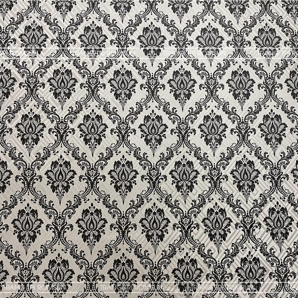 Giấy dán tường hàn quốc hoa văn 3D chống nước, Decan decor tường phòng ngủ vintage màu đen xám
