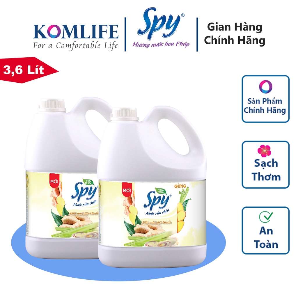 Nước rửa chén bát SPY hương Gừng Sả 3600ml thiên nhiên