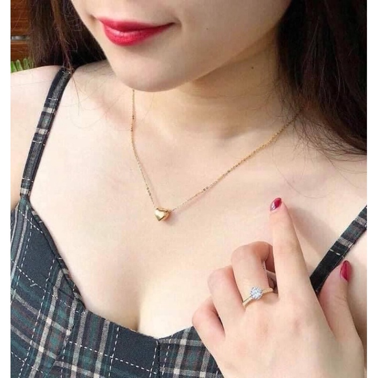 Charm mặt tim phồng vàng dùng mặt dây chuyền hoặc xuyên tết vòng