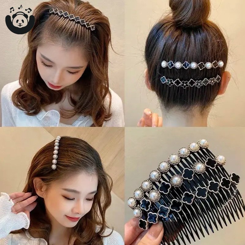 Lược Kẹp Tóc Mái Ngang Lưng Đính Ngọc Trai Nhân Tạo Gọn Gàng Cho Nữ CFH