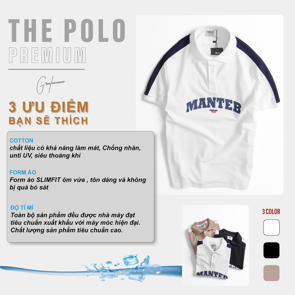 Áo Polo Nam GRAYHOMME Có Cổ Tay Ngắn Vải Cotton Cao Cấp TPG2013