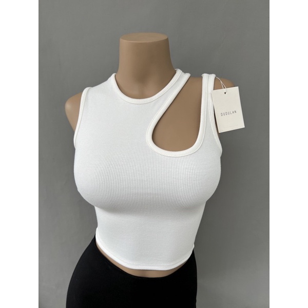 Áo ba lỗ croptop khoét vai DUDULAN chất thun gân - A33
