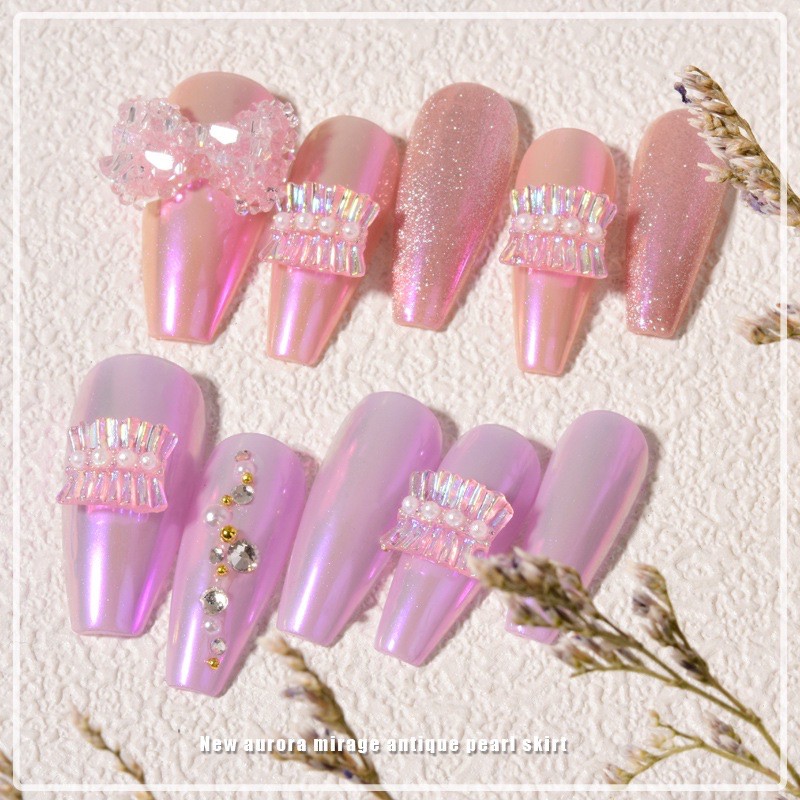 Set 3 charm nail nơ nhún ngọc Hàn Quốc hot 2021