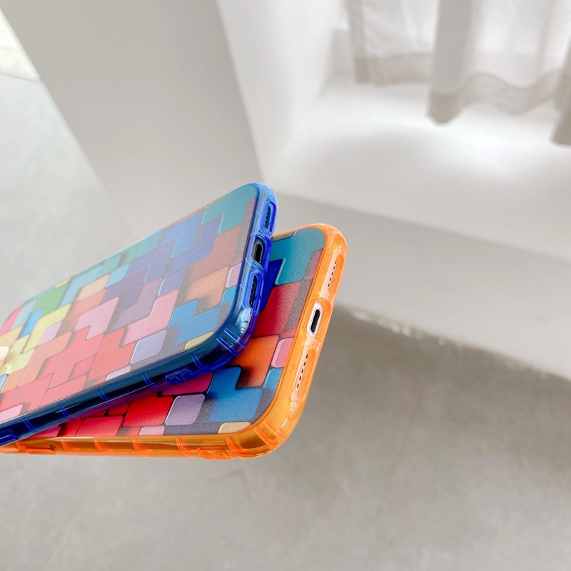 Suntaiho ốp lưng iphone Colorful 6D Geometric Textured Silicone Phone Case For iPhone 11 pro max 12 Pro Max 13 pro Xs 7 8 6 6s Plus iPhone xr xs max