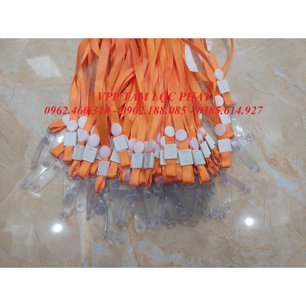 Sỉ 100 Dây đeo thẻ lụa móc nhựa, bản rộng 1cm , các màu xanh biển, đỏ, vàng, cam, xanh lá, nâu