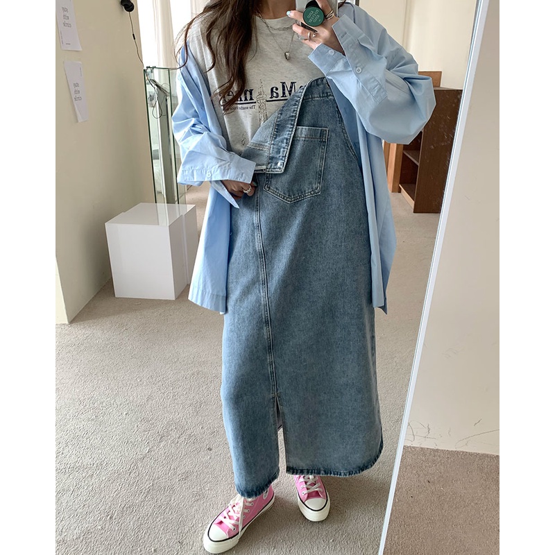 Đầm Yếm Denim Dáng Dài Rộng Thời Trang Cá Tính 48961
