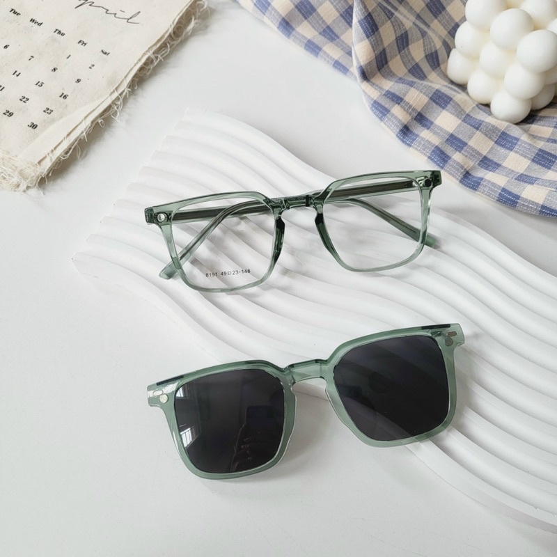 KÍNH 2in1 - Set kính gọng cận lõi thép kèm kính râm mắt phân cực chuẩn UV400 Jolie eyewear