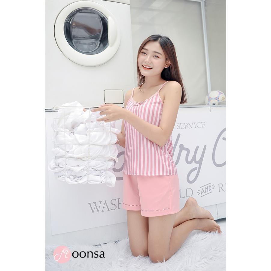 [Mã WARN30 hoàn 15% xu đơn 150k] Đồ ngủ Lụa 2 dây dễ thương Hồng Phấn Dịu Nhẹ [ Moonsa ] | BigBuy360 - bigbuy360.vn