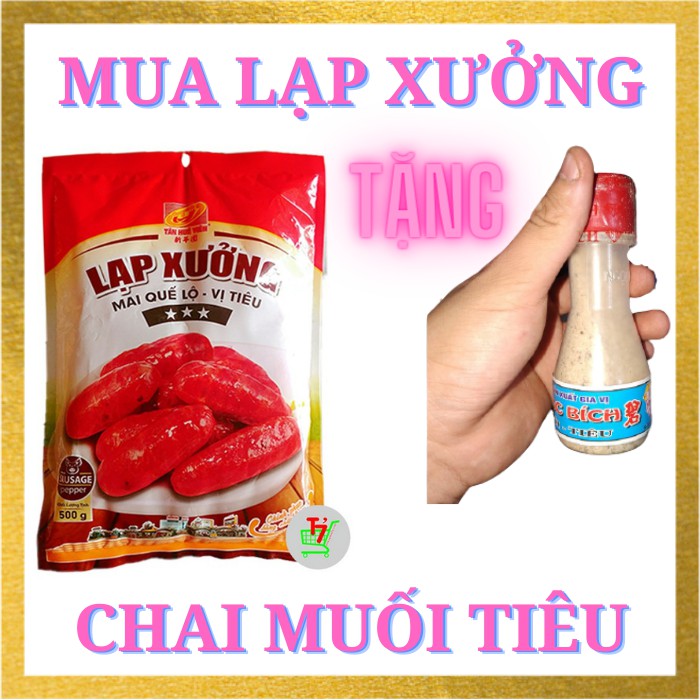 Lạp xưởng Tân Huê Viên, Lạp xưởng Mai Quế Lộ Khô, Lạp xưởng Tiêu, Lạp Xưởng Sóc Trăng Cây Ngắn Túi 500g