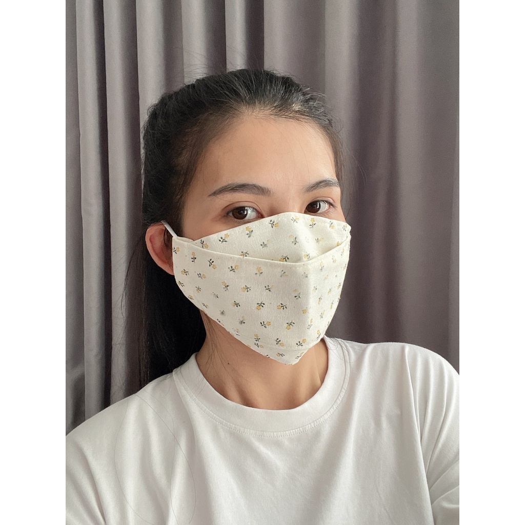 Khẩu trang vải phong cách Origami handmade Tiệm nhà Pony 3 lớp, 100% sợi tự nhiên hợp thời trang