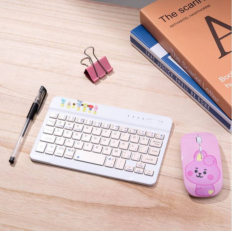 Chuột không dây yên tĩnh họa tiết CHIMMY COOKY RJ TATA BTS BT21 2021 dễ thương hỗ trợ USB cho máy tính/Macbook