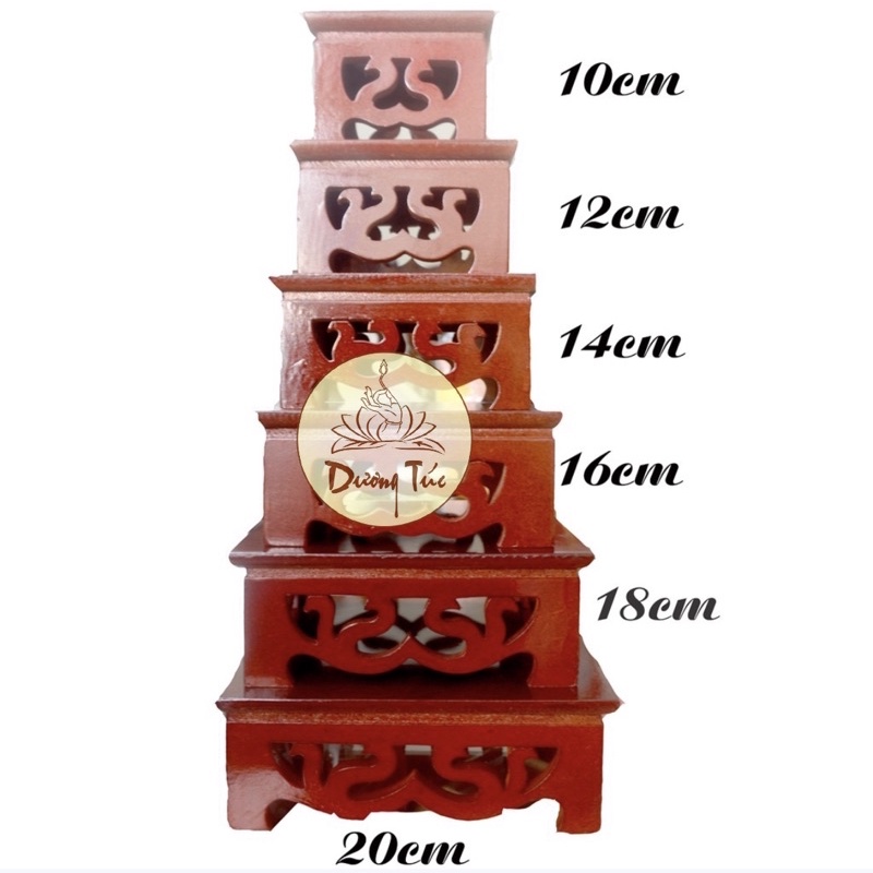 Đôn  Gỗ Vuông Khắc Đặt Tượng Thờ nhiều cỡ.