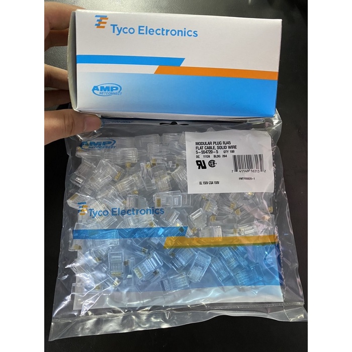 Hạt Mạng AMP RJ45 Hạt mạng Xuyên Thấu Hộp 100 Chiếc APELE