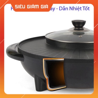 Nồi Lẩu Điện, Bếp Lẩu Kèm Nướng 2 in 1 Đa Năng 34cm, Công Suất 1800W, Bảo hành 12 tháng 💖 Bizz Store