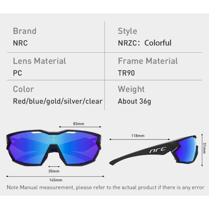 NRC Đi Xe Đạp Kính Mũ Nam Nữ 3 Ống Kính Xe Đạp Kính Mát Uv400 Ngoài Trời Chống Nắng Unisex Retro Thể Thao Lái Xe Chạy Phân Cực ]