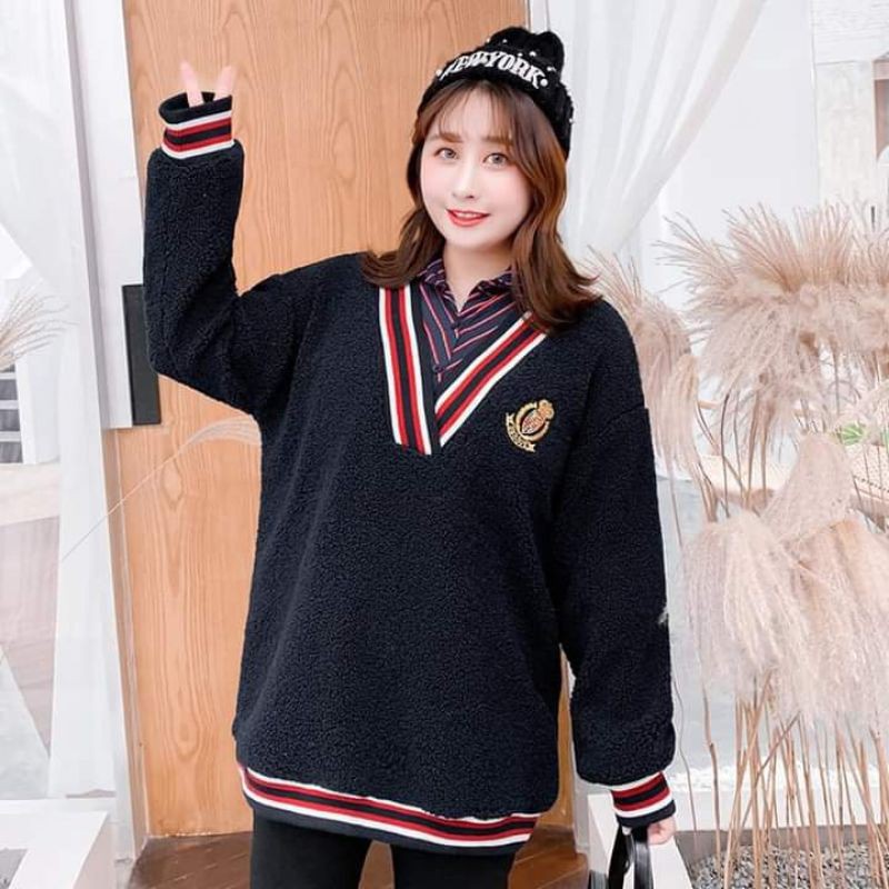 ÁO LÔNG ĐEN CỔ BẺ [fs50k]