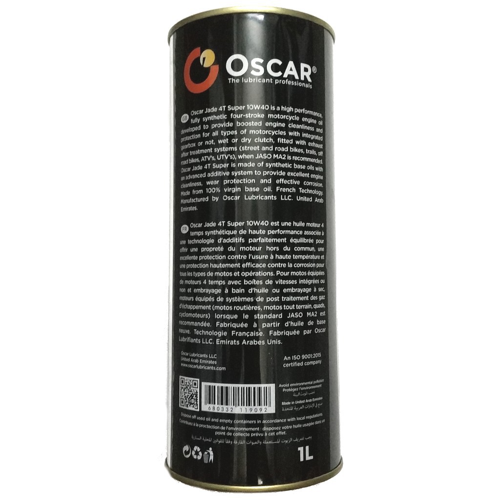 Nhớt nhập khẩu tổng hợp xe số và công tay Oscar Jade 4T Super 10w40