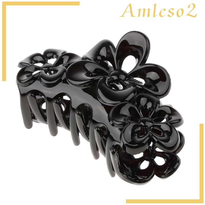 Kẹp Tóc Càng Cua Lớn Hình Hoa Pha Lê Màu Đen Cho Nữ Amleso2