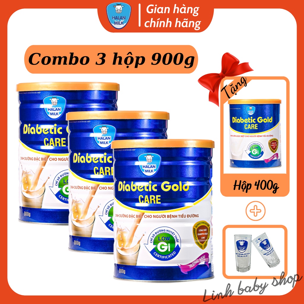 [Mua 3 tặng 1] COMBO 3 hộp Sữa tiểu đường diabetic gold care - giúp ổn định đường huyết, Halanmilk