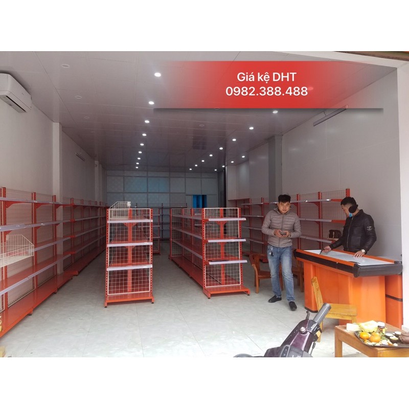 Kệ bày bán hàng màu cam