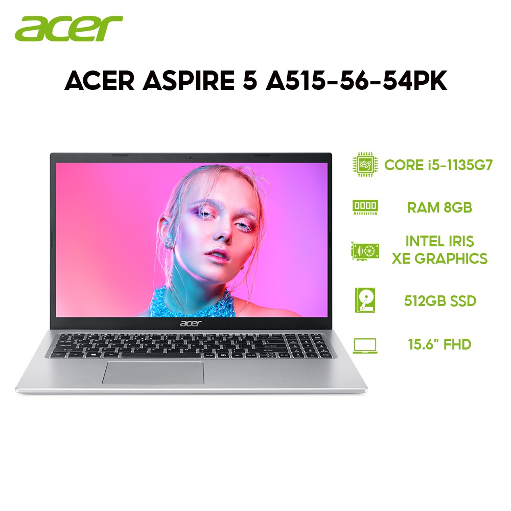 [MÃ ACER300K GIẢM 300K] Laptop Acer Aspire 5 A515-56-54PK i5-1135G7 8GB 512GB 15.6'' FHD W10