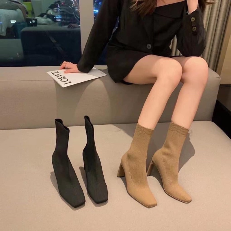 Boot lửng len gân gót dẹt siêu hot