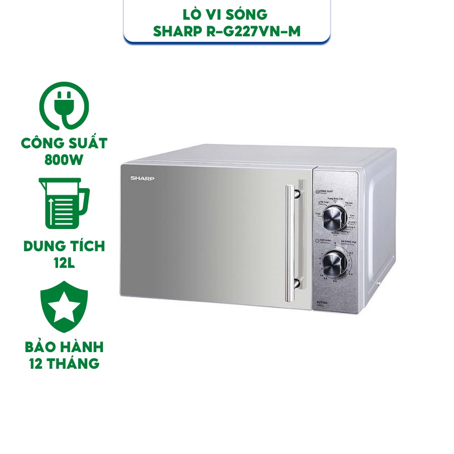 Lò vi sóng Sharp R-G227VN-M 20 lít - Có nướng - Hàng chính hãng